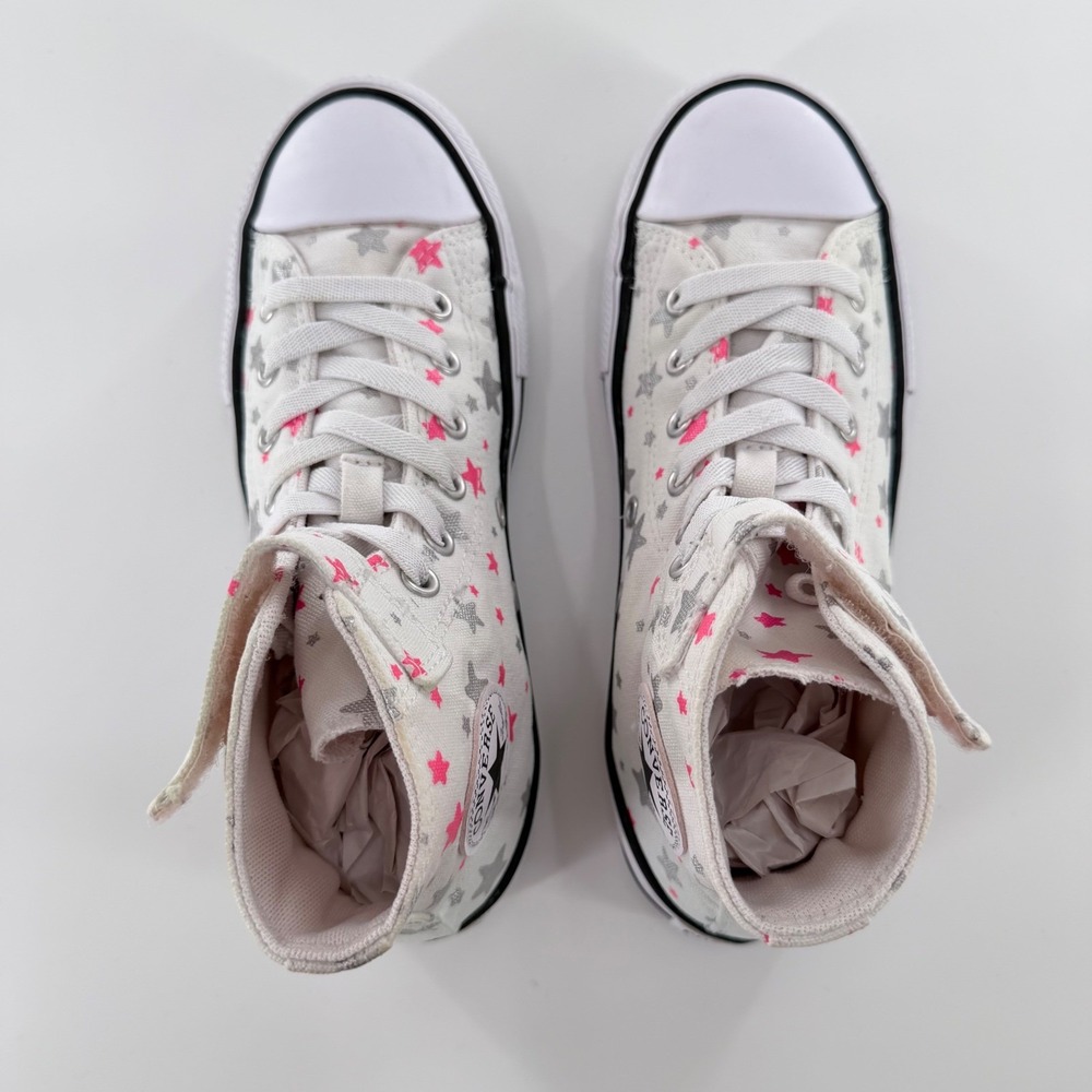 Converse All Star Chuck Taylor High Top Sneakers Youth 3 Pink Stars Y2K No-Tie - Picture 9 of 11